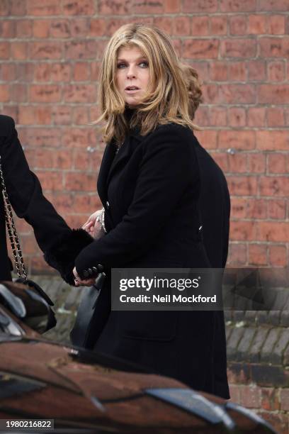 Kate Garraway departs after the funeral of Derek Draper at St Mary the Virgin Church, on February 02, 2024 in London, England.