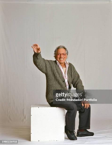Singer-songwriter, cabaret artist, pianist, actor, screenwriter Enzo Jannacci during a photoshoot. Sanremo , 1998