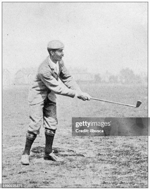 sport and pastimes in 1897: golfer, vardon - 1897 stock illustrations