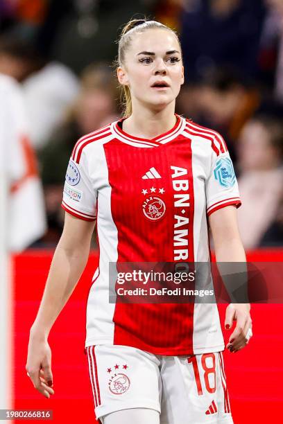 Milicia Keijzer of AFC Ajax looks on during the UEFA Women's Champions League group stage match between AFC Ajax and AS Roma at Johan Cruijff Arena...