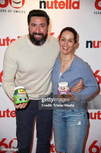 Paul Dumitrescu and his wife Caro Dumitrescu during the World Nutella Day - 60 years of smiles at Alsterpavillon on February 5, 2024 in Hamburg,...