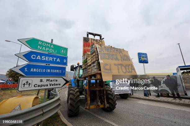 Farmers with their tractors during the demonstration to protest against the "Green Deal" initiatives, approved by the European Commission.