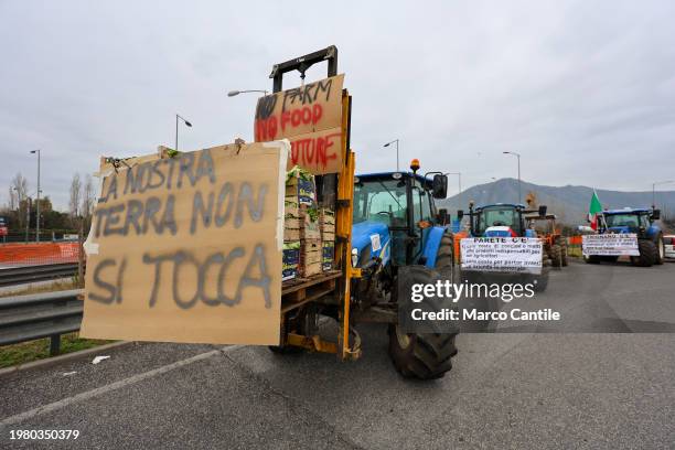 Farmers tractors during the demonstration to protest against the "Green Deal" initiatives, approved by the European Commission.