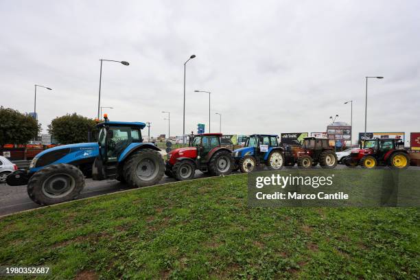 Farmers tractors during the demonstration to protest against the "Green Deal" initiatives, approved by the European Commission.