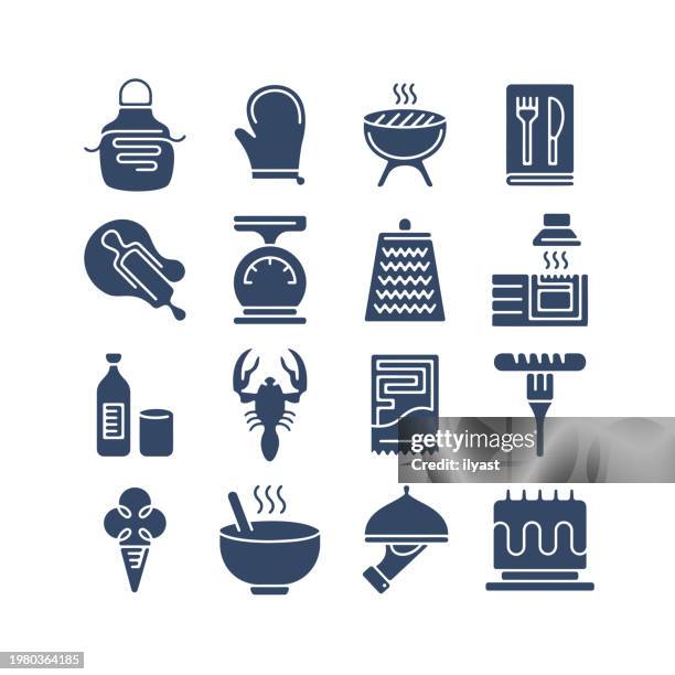 flex icon set for chef & restaurant - making wine stock illustrations