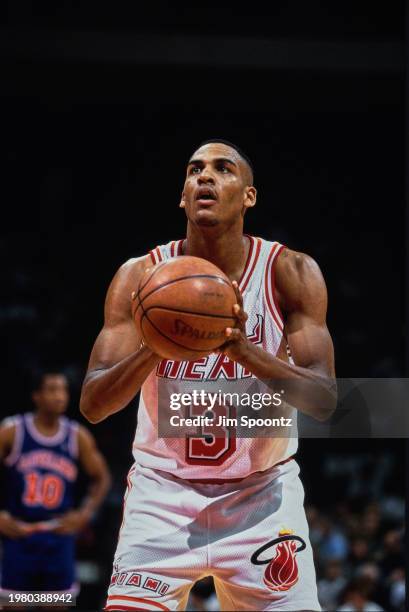 Steve Smith, Shooting Guard for the Miami Heat prepares to shoot a free throw during the NBA Atlantic Division basketball game against the Cleveland...