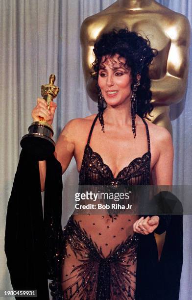 Performer and Actress Cher at the Academy Awards, April 11,1988 in Los Angeles, California.