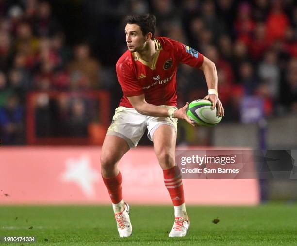 Cork , Ireland - 3 February 2024; Joey Carbery of Munster during the international rugby friendly match between Munster and Crusaders at SuperValu...