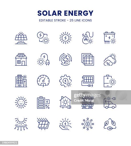 solarenergie-icon-set - solaranlage stock-grafiken, -clipart, -cartoons und -symbole