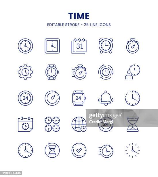 time icon set - standard icon stock illustrations
