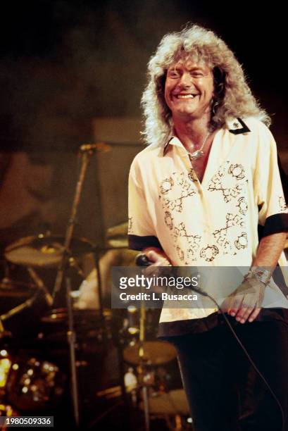 British songwriter and singer Robert Plant of the British rock band Led Zeppelin perform during the Atlantic Records 40th Anniversary Concert at...