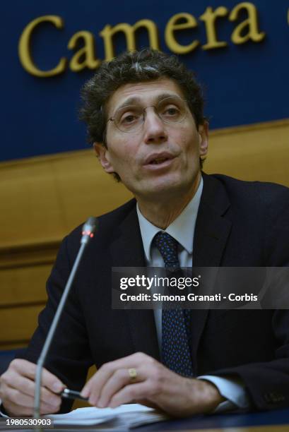 Riccardo Magi, secretary of Più Europa, participates in a press conference in Montecitorio called the day after the visit to the CPR in Ponte...