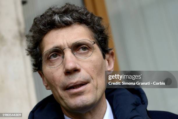 Riccardo Magi, secretary of Più Europa, speaks to the press in front of Montecitorio following his visit to the CPR in Ponte Galeria, which he calls...