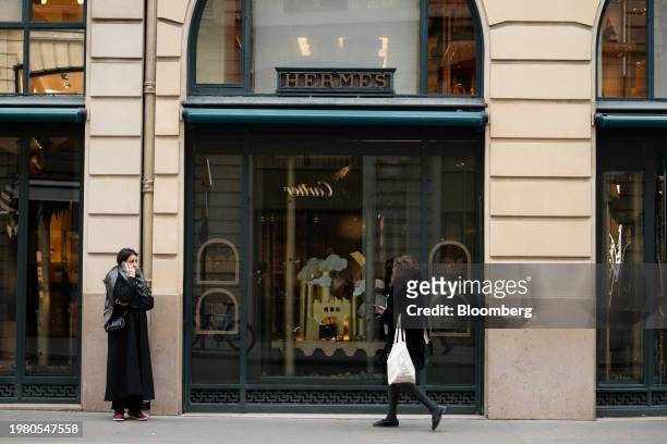 Hermes International SA luxury clothing boutique in central Paris, France, on Monday Feb. 5, 2024. Hermes report annual results on Feb. 9....