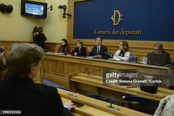 Valentina Calderone , Senator Cecilia D'Elia, Riccardo Magi, secretary of Più Europa, Senator Ilaria Cucchi , and Franco Corleone , participate in a...
