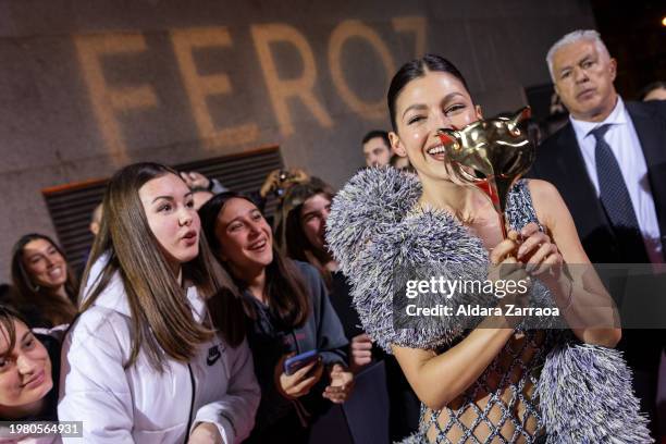 Ursula Corbero arrives at Feroz Awards 2024 at Palacio Vistalegre Arena on January 26, 2024 in Madrid, Spain.