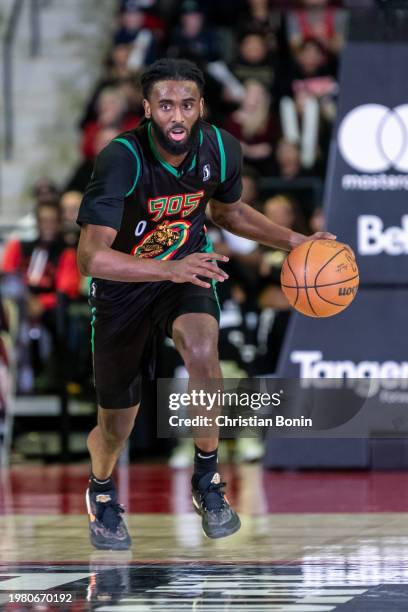 Javon Freeman-Liberty of the Raptors 905 dribbles the ball during the game against the Rio Grande Valley Vipers on February 3, 2024 at the Paramount...