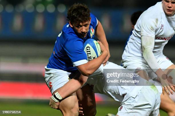 Nicola Bozzo of Italy U20 during the Guinness Six Nations 2024 match between Italy U20 and England U20 at Stadio comunale di Monigo on February 02,...