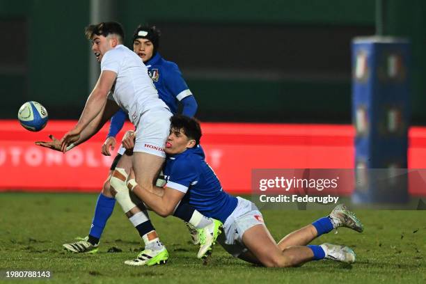 Federico Zanandrea of Italy U20 during the Guinness Six Nations 2024 match between Italy U20 and England U20 at Stadio comunale di Monigo on February...