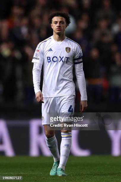 Ethan Ampadu of Leeds United looks on during the Sky Bet Championship match between Bristol City and Leeds United at Ashton Gate on February 02, 2024...