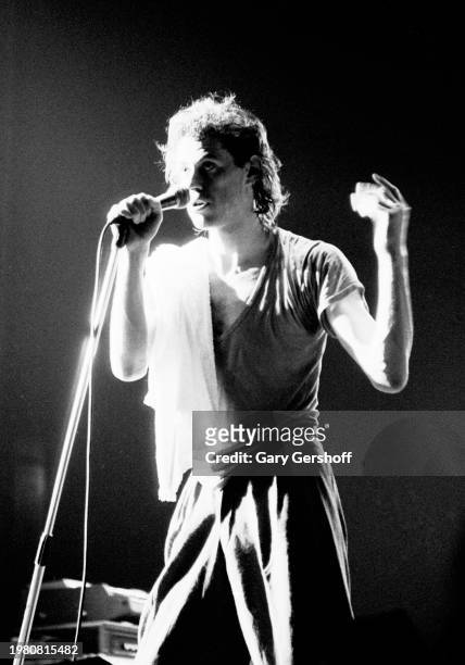 Irish New Wave singer Bob Geldof, of the band the Boomtown Rats, performs onstage at the Palladium, New York, New York, May 5, 1979.