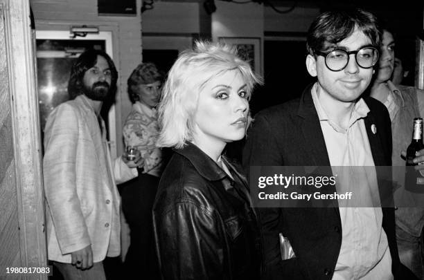 View of New Wave musicians Debbie Harry and Chris Stein, both of the band Blondie, at Kipling's Last Resort nightclub, New York, New York, May 5,...