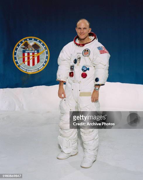 Astronaut and Apollo 16 Command Module Pilot Thomas Mattingly poses for a NASA portrait on January 12 Cape Canaveral, Florida.