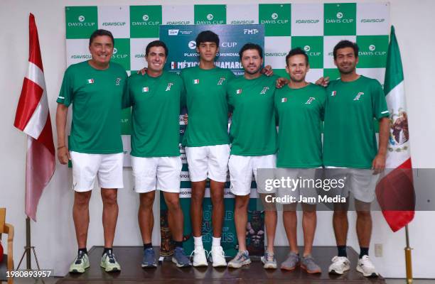 Leonardo Lavalle, Ernesto Escobedo, Rodrigo Pacheco, Hans Hach, Miguel Angel Reyes of Mexico pose during the draw prior to the Davis Cup Qualifier...