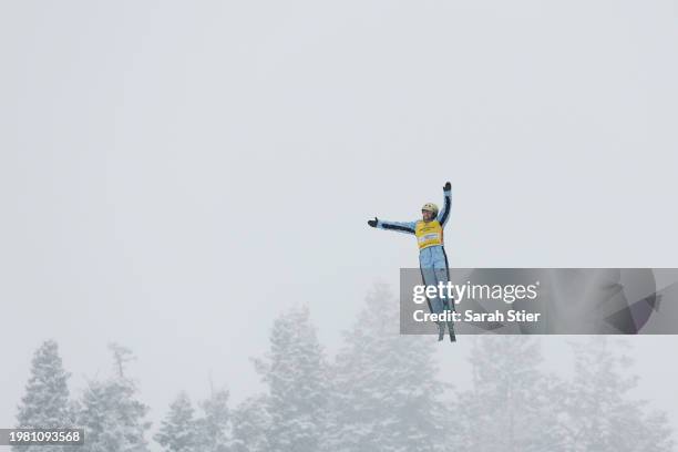 Winter Vinecki of Team United States takes a run during training for the Women's Aerials Competition at the Intermountain Healthcare Freestyle...