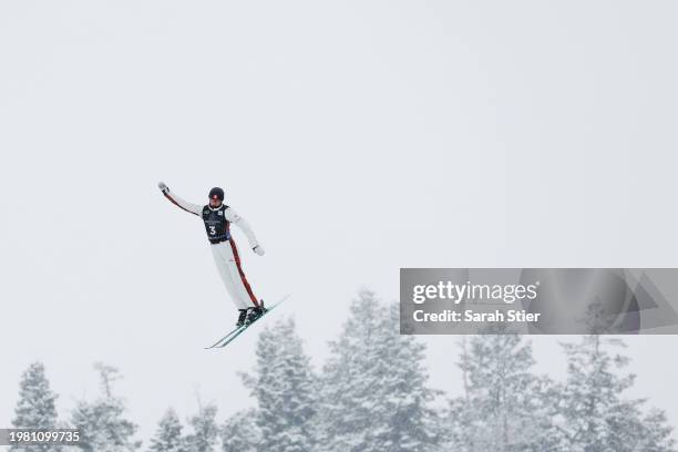 Marion Thenault of Team Canada takes a run during training for the Women's Aerials Competition at the Intermountain Healthcare Freestyle...