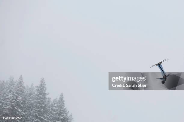 Megan Smallhouse of Team United States takes a run during training for the Women's Aerials Competition at the Intermountain Healthcare Freestyle...