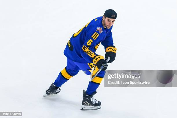 Team Matthews Celebrity captain Justin Bieber skates during warmup before the 2024 NHL All-Star game at Scotiabank Arena on February 03, 2024 in...