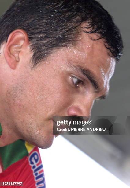 Italian team Polti's French rider Richard Virenque, one of the central figures in last year's Tour de France doping scandal, looks pensive before the...