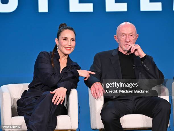 Noomi Rapace and Jonathan Banks of 'Constellation' speak at the Apple TV+ presentations at the TCA Winter Press Tour held at The Langham, Huntington...