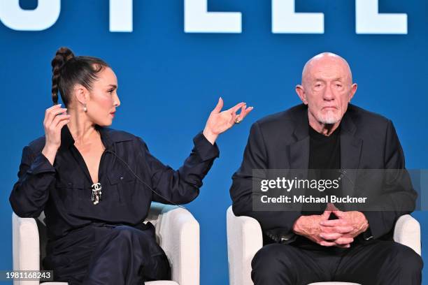 Noomi Rapace and Jonathan Banks of 'Constellation' speak at the Apple TV+ presentations at the TCA Winter Press Tour held at The Langham, Huntington...
