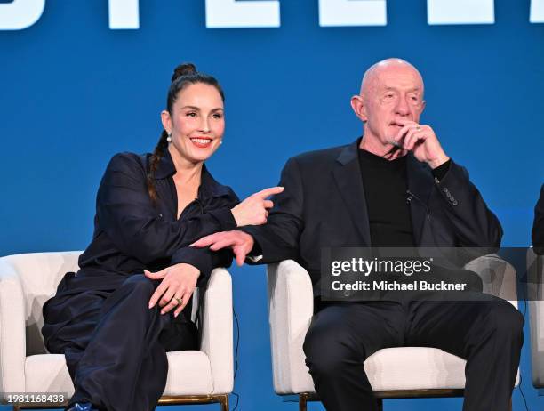 Noomi Rapace and Jonathan Banks of 'Constellation' speak at the Apple TV+ presentations at the TCA Winter Press Tour held at The Langham, Huntington...