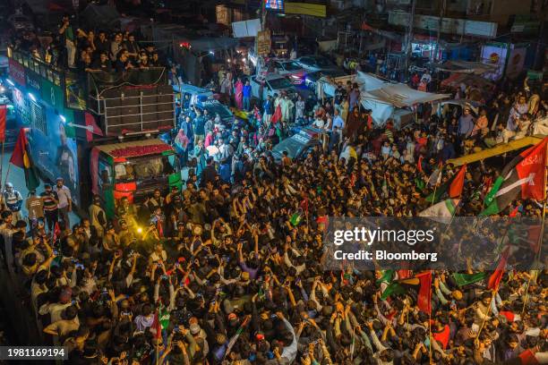 Attendees during an election campaign rally with Bilawal Bhutto Zardari, chairman of Pakistan Peoples Party and former foreign minister, in Karachi,...