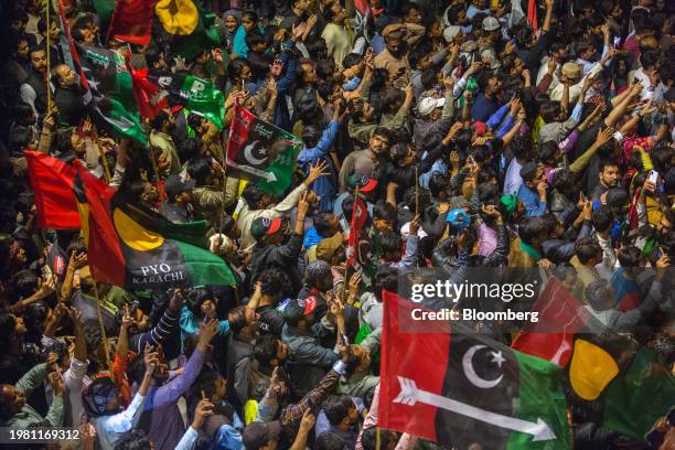 Attendees during an election campaign rally with Bilawal Bhutto Zardari, chairman of Pakistan Peoples Party and former foreign minister, in Karachi,...