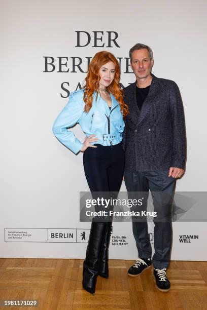 Palina Rojinski and Marcus Kurz during the Der Berliner Salon as part of the Berlin Fashion Week AW24 at Kronprinzenpalais on February 5, 2024 in...