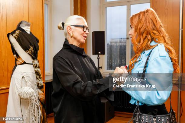 Christiane Arp and Palina Rojinski during the Der Berliner Salon as part of the Berlin Fashion Week AW24 at Kronprinzenpalais on February 5, 2024 in...