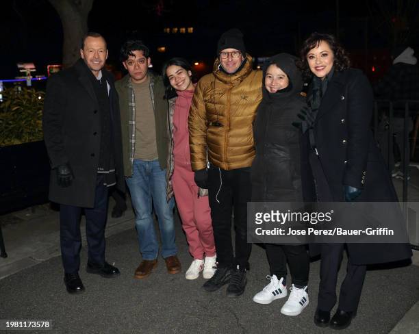 Donnie Wahlberg and Marisa Ramirez are seen on the set of 'Blue Bloods' TV Series on February 05, 2024 in New York City.