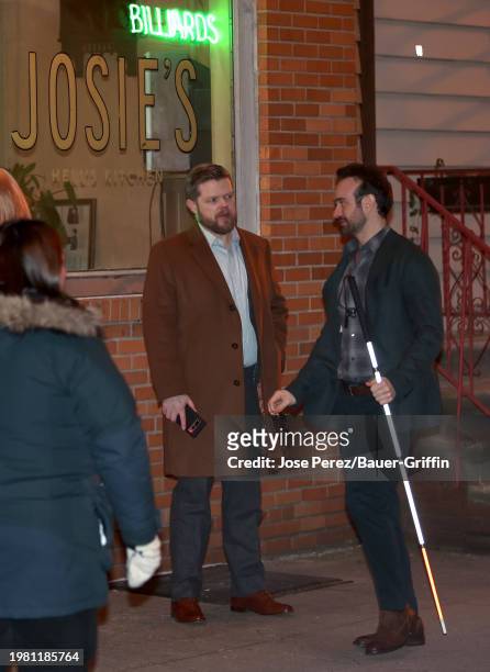 Elden Henson and Charlie Cox are seen on the set of 'Daredevil: Born Again' on February 05, 2024 in New York City.