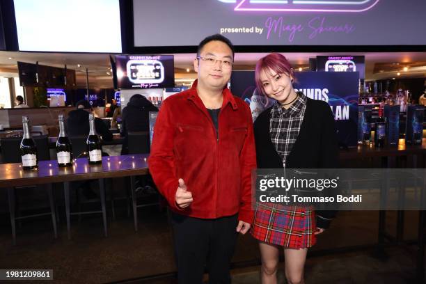 Kevin Xu and LiSA attend the GRAMMY Gift Lounge during the 66th GRAMMY Awards at Tom's Watch Bar on February 02, 2024 in Los Angeles, California.