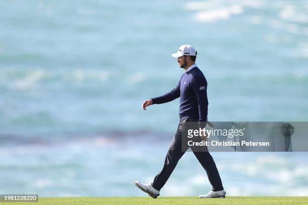 Patrick Cantlay of the United States walks the ninth hole during the second round of the AT&T Pebble Beach Pro-Am at Pebble Beach Golf Links on...