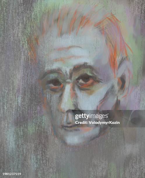 sketch of a man's face in a state of deep depression - boredom stock illustrations