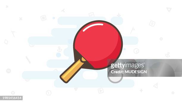 bildbanksillustrationer, clip art samt tecknat material och ikoner med ping pong vector icon. isolated table tennis racket and ball flat colored symbol - table tennis