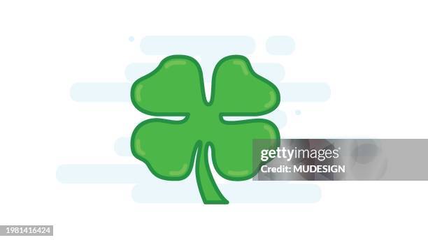 vector illustration of a four leaf clover - clover field stock illustrations