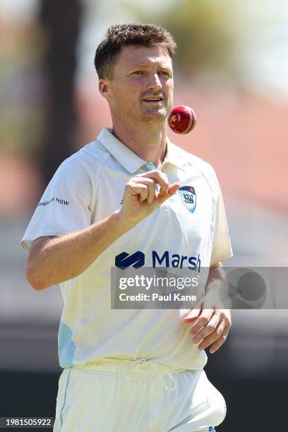 Jackson Bird of New South Wales walks back to his bowling mark during the Sheffield Shield match between Western Australia and New South Wales at...