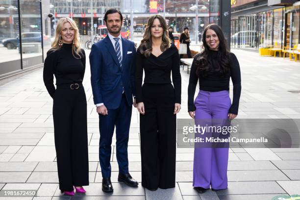Prince Carl Philip and Princess Sofia of Sweden meet Essi Alho and Kim Waller at the Symposium "Ctrl+Rights For Increased Safety On The Net" and are...