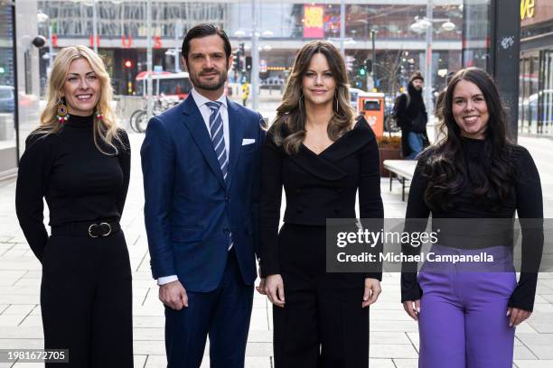 Prince Carl Philip and Princess Sofia of Sweden meet Essi Alho and Kim Waller at the Symposium "Ctrl+Rights For Increased Safety On The Net" and are...